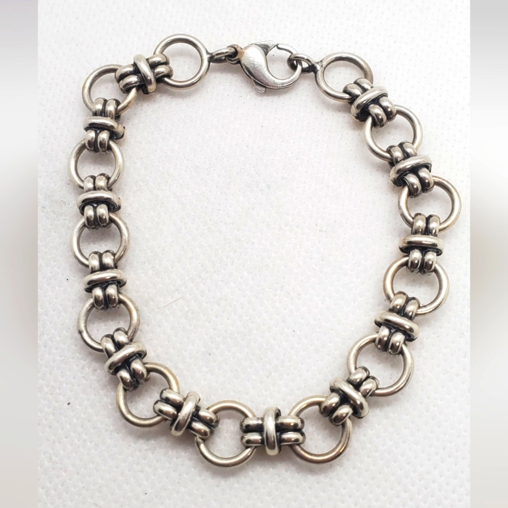 Bracelet 8"inch Elegant Sterling Silver and Gold . - Picture 2 of 5